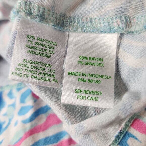 LILLY PULITZER Sophie Dress XXS Small Cotton Bay Blue Pink Into the Deep UPF 50+ - Picture 10 of 12